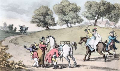 La famiglia del vicario sulla strada per la chiesa, illustrazione da 